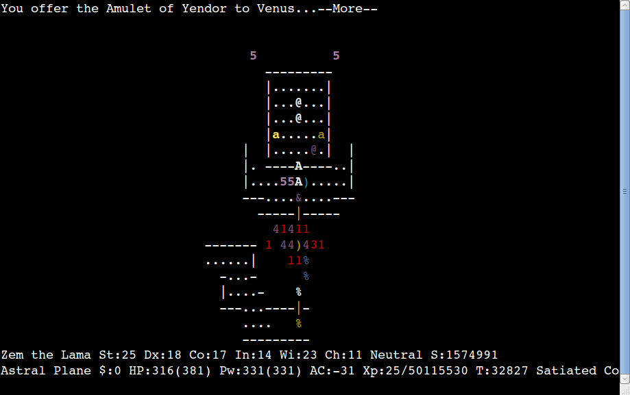 You offer the Amulet of Yendor to Venus...--More--