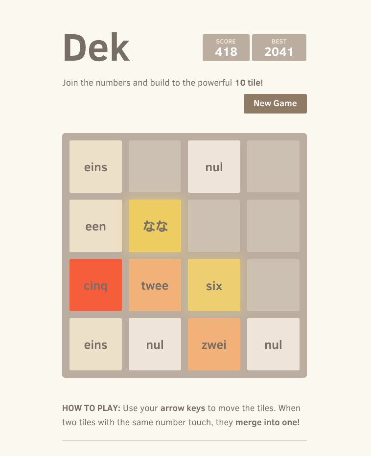 screenshot of Dek