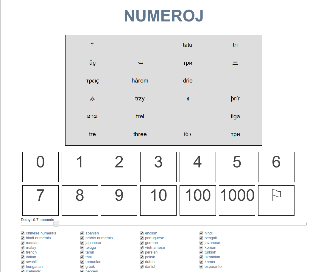 screenshot of Numeroj